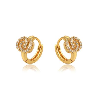 China 2022 Newest Trendy Jewelry Retro Design Pure Gold Color Temperament Women Huggies Elegant Circle Earring for sale