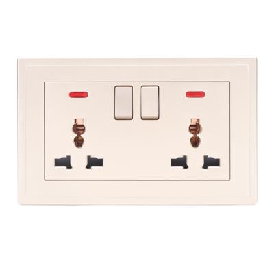 China Convenient Dual Switch Socket With Neon Multi Sockets Wall Electrical Switch Socket Universal for sale