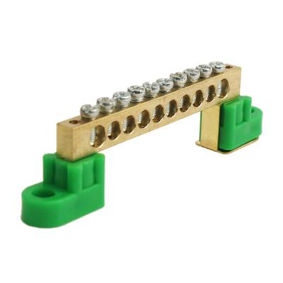 China Neutral Wire CNGP Connecting Din Rail Tie Screw Terminal Block 10Ways With Two Plastic Holders for sale