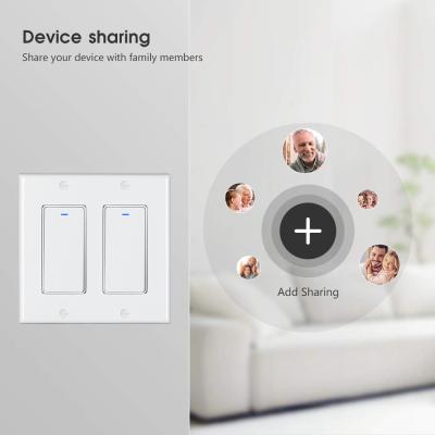 China DS-102 2Gang Tuya Smart Home Module Wireless Wifi Wall Switches Scene Remote Touch Time Digital Lamp Light Control Voice Control for sale