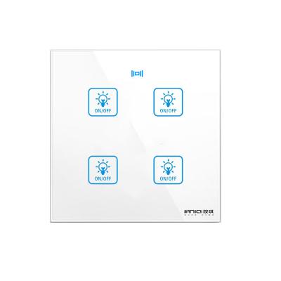 China Wireless RTS-Glass Switch Panel 4gang 1way RF 433 Switch Module Dish Dimmable WIFI Control Switch for sale