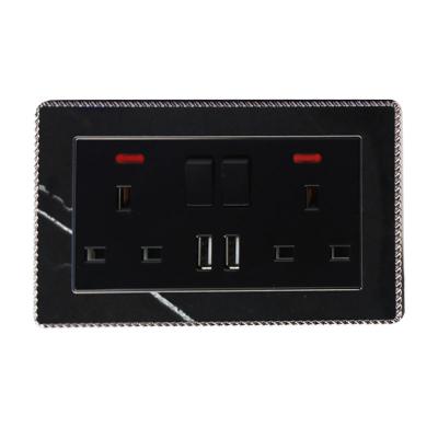 China Factory Price Simplicity UK Mode Standard 2x13A Switched Socket With Neon+2 USB Port for sale