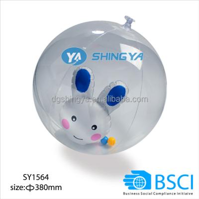 China Inflatable Toy PVC Inflatable Clear Beach Ball With Lovely Toy Interior for sale