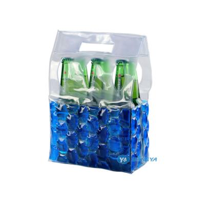 China 6 Pack Portable PVC Gel Ice Bag Beer Bottle Waterproof Customized Cooling Cooler Bag For Promotion for sale