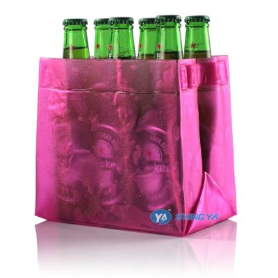 China 6 Pack Waterproof Promotional Cheap Foldable PVC Wine Bottle Cooler Bag for sale