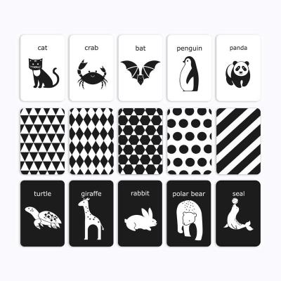 China Education& advertizing& Custom Black and White High Contrast Baby Index Printing Flash Cards for Infants Kids Babies with High Contrast for sale