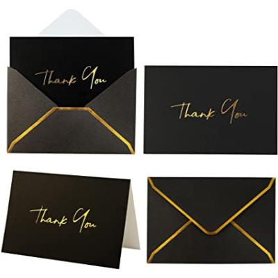 China Luxury Black Catalog Kraft Paper Card Thank You For Supprting My Business Embossing Printing Custom Paper Card for sale