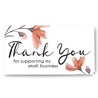 China Catalog Thank You For Supporting My Business Paper Card White Flower Custom Printing Gift Card for sale