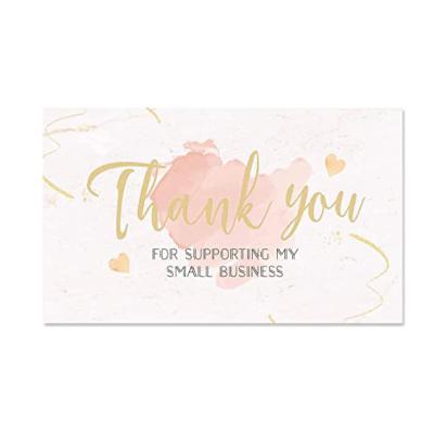 China Catalog Pink Thank You Business Card Embossing Printing Custom Greeting Paper Card for sale