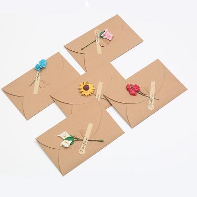 China Plain Dairy Notebook Wrapping Paper Envelope With Decorative Flower For Gift With Logo Small Rectangle Custom Printing Envelope for sale