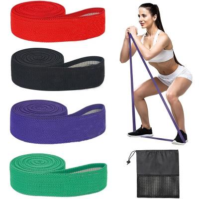 China Durable Long Resistance Loop Bands 4 Pack Non-Slip Thick Elastic Fabric For Legs And Butts Exercis Total Body Workout Stackable Bands for sale