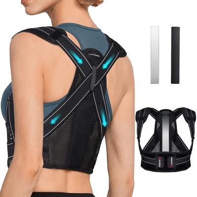 China Breathable Upgraded Back Brace Adjustable Elasticity Posture Corrector With Replaceable Support Plates Breathable Adjustable Back Support for sale