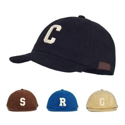 China COMMON Short Dad Hat Men Women Baseball Cap Letter Cotton Brim Vintage Trucker Style Low Profile Adjustable Hats for sale