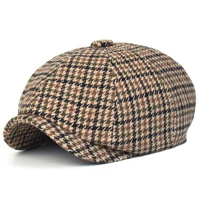 China Autumn Winter Plaid Newsboy Ivy Striped Covers Beret Hats England Gatsby Hat Casual Flat Cap Driver The Retro for sale