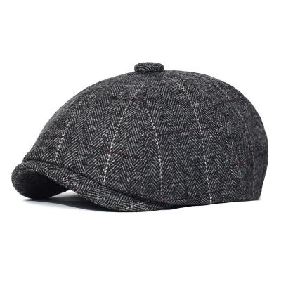 China Autumn Winter Newsboy Ivy Caps Plaid Beret Hats England Gatsby Hat Striped Octagonal Flat Cap Driver Retro for sale