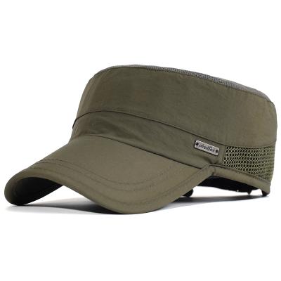 China Character Summer Mesh Outdoor Sport Cap Quick Drying Military Caps Men Women Breathable Cadet Army Cap Flat Top Hat for sale