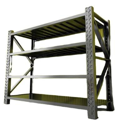 China Corrosion Protection Heavy Duty Durable 4-Tier Black 300 Kg Load Stacking Shelf For Garage Warehouse for sale