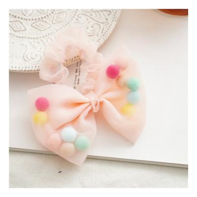 China Custom Wholesale High Quality Soft Goods Organza Scrunchie Pink Hair Scrunchies Kids for sale