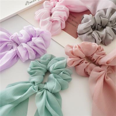 China Soft Hot Selling Scrunchy Wraps Silk Hair Scrunchies Satin Ties Scrunchie Scarf Braid for sale