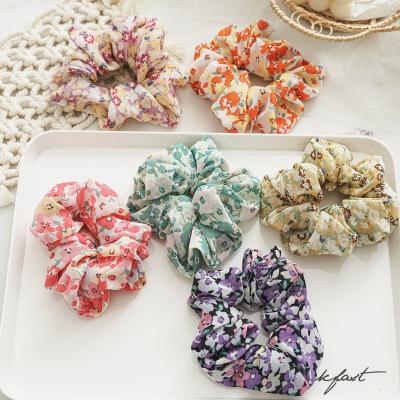 China Sleek Floral Style Hair Scrunchies For Girls Soft Chiffon Flower Hair Ties Scrunchies For Women for sale