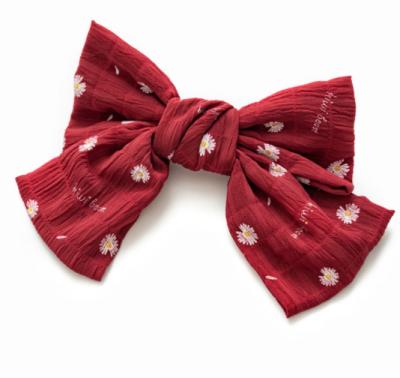 China JIRIS style satin colorful Daisy Flower Hair Clips Butterfly bow tie fashion large European and American fashionable Korean bow clips for sale