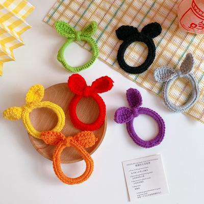 China Chinese style children's wool fabric girls' hair knitting ties beautiful handmade folding ties Central Institute of Statistics hair knitting ties for sale