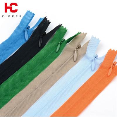 China Eco-friendly 3# 5# custom clogged colorful nylon lace invisible zipper for garment for sale