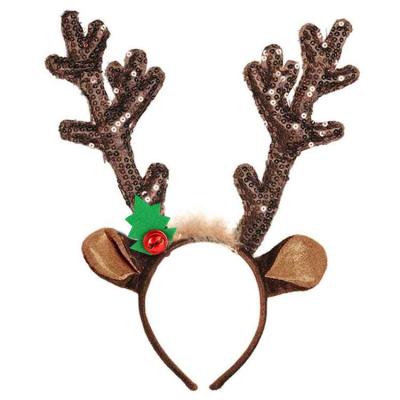 China 2020 Decorative Cute Christmas Ornament Christmas Deer Antlers Head-hand Pattern Kids Hairpin Fashion for sale