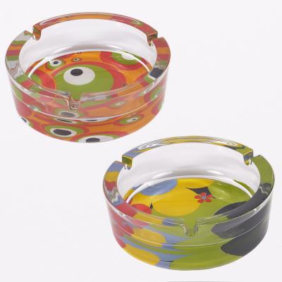 China CLASSIC Customized Smoking Accessories Glass Round Ashtray Household Office Style Glass Ashtray for sale