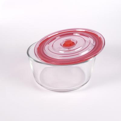 China Sustainable Cool Keeping High Quality Glass Bowl Microwave Use Glass Cool Bowl With Plastic Cover 2560ml for sale