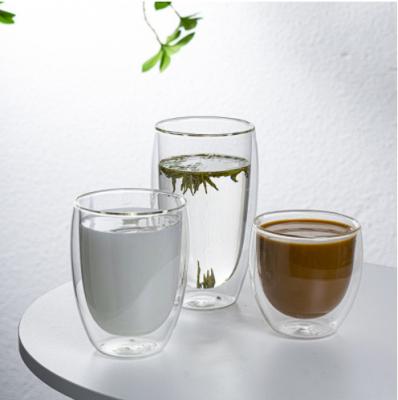 China 250ml 350ml 450ml Borosilicate Double Wall Glass Stored High Quality Heat Resistant Coffee Mug for sale