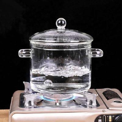 China New Design 1500ml 2000ml Sustainable Heat Resistant Transparent Clear Glass Cooking Jar Set With Double Ear for sale