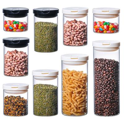 China Freshness Preservation Wholesale Food Coffee Bean Clear Glass Airtight Storage Jar 500ml With Plastic Lid for sale