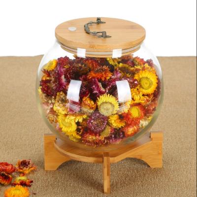 China Steamable Large Round Glass Teapot Storage Storage Dried Fruit Flower Tea Variety Beans Transparent Sealed Chinese Herbal Medicine for sale