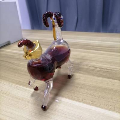 China Europe 100ml Borosilicate Glass High Medium Large Sheep Shape Wine Favorite Bottle Decanter for sale