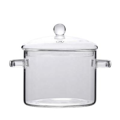 China Amazon Stocked Top Selling Large Borosilicate 1500ml Heat Resistant Clear Glass Cooking Pot for sale