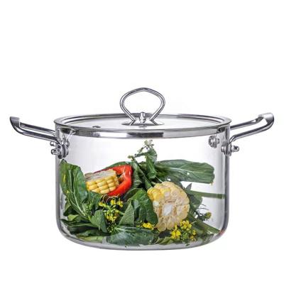 China Sustainable Large Capacity 2.5L 3.5L 4.5L 5.5L Tempered Glass Microwavable Soup Cooking Pot With Lid for sale