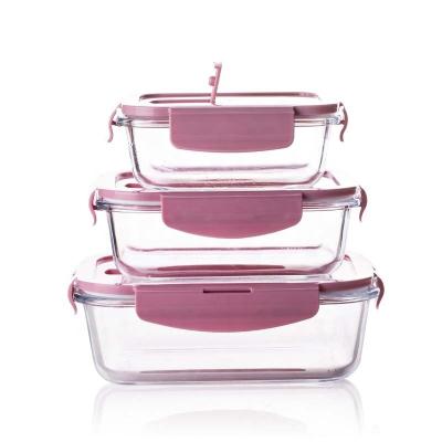 China Amazon Hot Sale Microwavable Airtight Lunch Boxes Eco-friendly Bento Boxes Glass Containers For Food Storage for sale