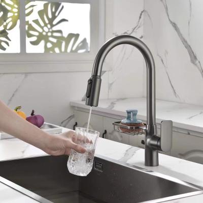 China Thermostatic Faucets Sling Gray Brass Sink Faucet Strainer Pull-Down Faucet Spray Support Customized OEM/ODM Cleaning Made in Guangdong, China for sale