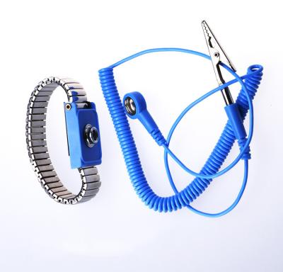 China Anti Static Stainless Steel Rubber Band Metal Anti Wrist Straps Elastic Static Adjustable Antistatic Wristbands Grounding Rope ESD Wrist Strap for sale