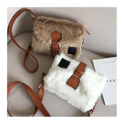 China Fashion Female Winter Plush Fur Designer Soft Lock Chain Shoulder Cross - Body Bags For Women Luxury Handbags for sale