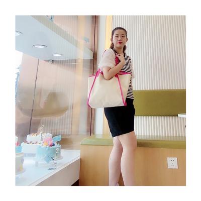 China PUNCH Canvas Bag Soft Tote Female Environmental Reusable Shopping Solid Casual Bag for sale