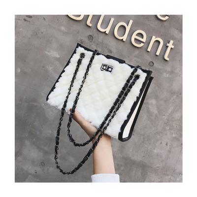 China Fashion Winter Large Capacity Tote Fur Handbags Shoulder Crossbady Bags Women Handbags for sale