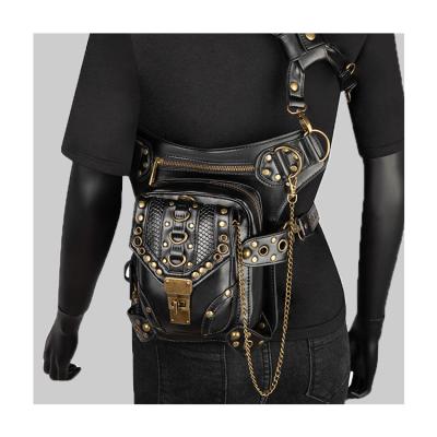 China Shoulder Sling Pocket Punk Rock Shoulder Leg Bag Men Waist Bag Steampunk Goth Style Cool Boys Girls Waist Rock Retro for sale