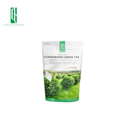 China Doypack Stand Up Bag Food Grade Matcha Tea Powder Flat Bottom Packaging High Quality Moisture Proof Bags for sale