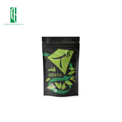 China Doypack Stand Up Bag Wholesale Recyclable Holder Tea Pouch Aluminum Foil Packing Small Green Tea Bag for sale