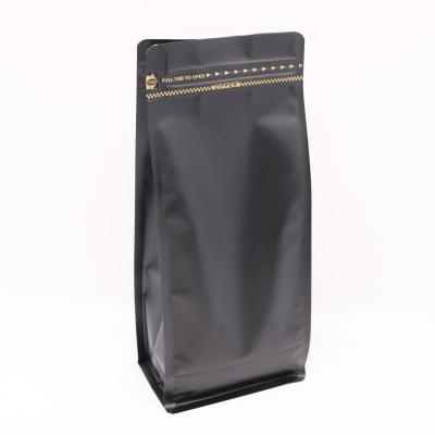 China Flat Bottom 1kg Moisture Proof Matte Black Coffee Bag With Valve for sale