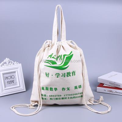 China Custom Fashion Promotional Cotton Canvas Sports Drawstring Tote Bag Backpack for sale