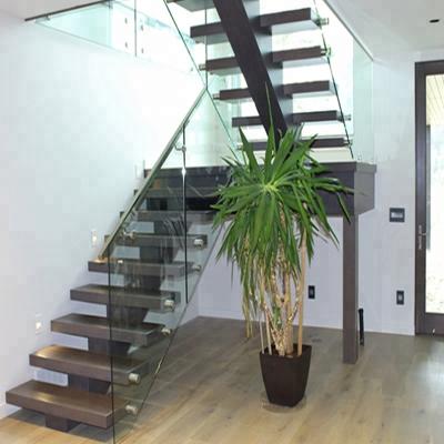 China China Supplier Modern Indoor Simple Steel Stringer Straight Staircase with Wood Foshan Factory for sale