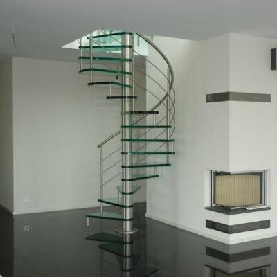 China Modern Indoor Metal Spiral Staircase Structure With Glass Steel Tread Balustrade Foshan Factory Customized Design DIY for sale